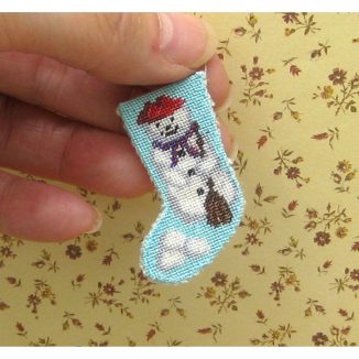 Snowman dollhouse miniature needlepoint Christmas stocking embroidery kit