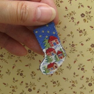 Snowy village Christmas stocking kit dollhouse needlepoint embroidery accessories
