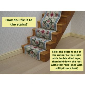 Stair runner tutorial how to fix a dollhouse carpet rug to a staircase