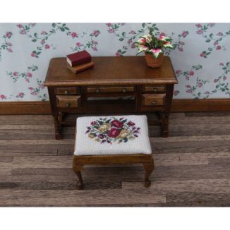 Summer roses dollhouse miniature stool desk bench petit point kit furniture accessories