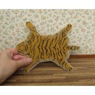 Tiger skin rug dollhouse needlepoint miniature carpet kit