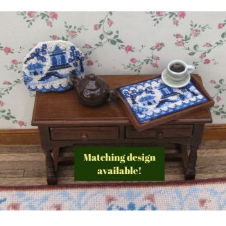 Willow pattern dollhouse needlepoint tray cloth petit point embroidery kit decoration