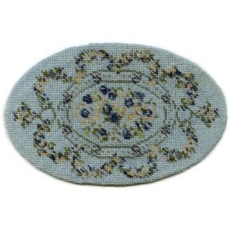 Kate oval (blue) dollhouse needlepoint carpet