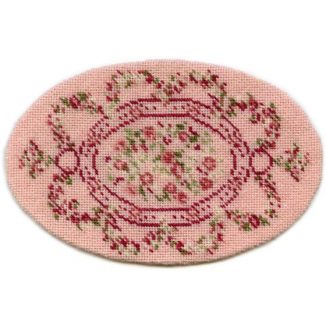 Kate oval (pink) dollhouse needlepoint carpet