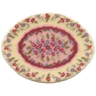 Lilian, oval (pink) dollhouse needlepoint carpet