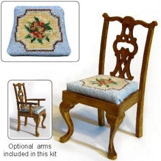 Dollhouse needlepoint dining chair kit, Alice (blue)