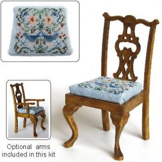 Dollhouse needlepoint dining chair kit, Strawberry Thief