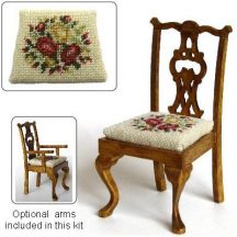 Dollhouse needlepoint dining chair kit, Summer Roses