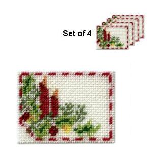 Dollhouse needlepoint placemat kit - Christmas Candles