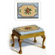 Dollhouse needlepoint rectangular stool kit, Alice (blue)