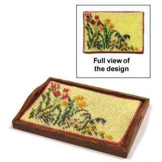 Dollhouse needlepoint tray cloth kit - Spring Blooms