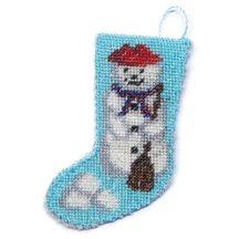 Dollhouse needlepoint Christmas stocking kit - Snowman