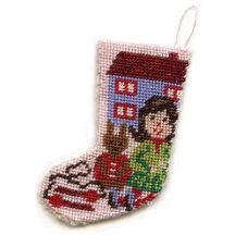 Dollhouse needlepoint Christmas stocking kit - Toys For Girls