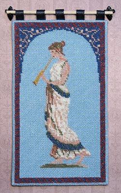 Dollhouse needlepoint tutorial - wallhanging, 'Grecian Musician', completed