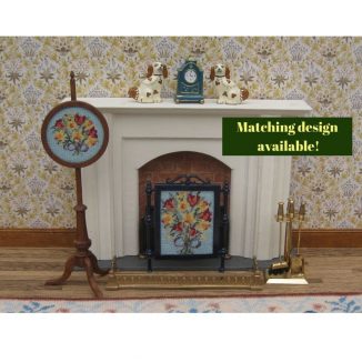 Spring flowers dollhouse needlepoint embroidery fire screen pole screen furniture kit