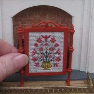 Moghul poppies fire screen miniature petit point dollhouse needlepoint furniture kit