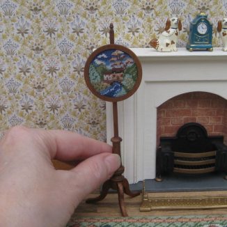 Riverside cottages dollhouse needlepoint embroidery fire screen pole screen furniture kit